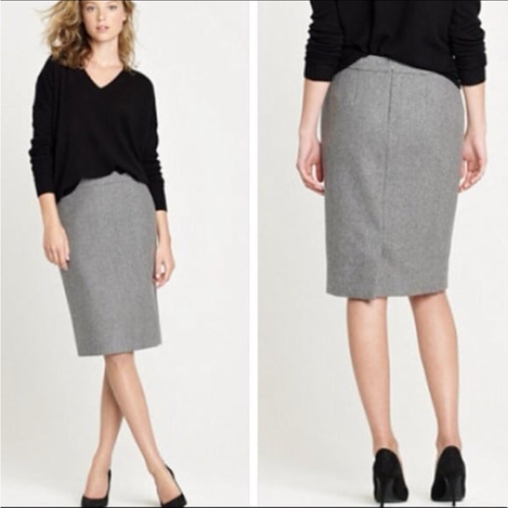 J Crew Gray Wool Pencil Skirt Size 8